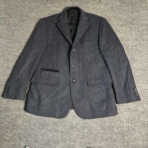 Ingram Mens Blue Virgin Wool Blazer Sport Coat 52R 6 Styled in Italy